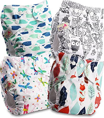 Littles and Bloomz FLP2-0409 Windel, wiederverwendbar, Standard-Popper, 4 Windeln
