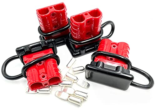 4 Sets 50 A 6–10 Gauge Batterie-Schnellverbinder, Trennen Kabelbaum-Stecker, Batteriekabel, Schnelltrennstecker für 12–36 V Seilwinde Auto Anhänger Fahrer elektrisch