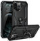 Mobile Stuff Case Compatible For iPhone 13 Pro Max 6.7-Inch with Magnetic Ring Holder, Full Body Protective [Military Grade] Silicone TPU Shockproof Armour Phone Cover - (Hybrid Black)