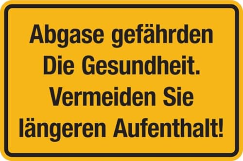 Dreifke® Hinweisschild, Abgase gefährden die Gesundheit, 200 x 300 mm Kunststoff Gelb Aufdruckfarbe: Schwarz