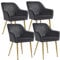 SONGMICS Esszimmerstuhl, 4er Set, Küchenstuhl, Sessel, Samt, Polsterstuhl mit Armlehnen, Loungesessel, bis 120 kg belastbar, Metallbeine, für Esszimmer, Küche, grau-goldfarben LDC077G01-4