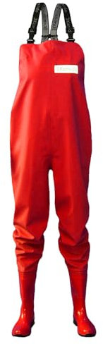 3Kamido Damen Wathose, Frau Fischerhose Anglerhose Matschhose Gartenhose BLAU und GRÜN, 36 37 38 39 40 41 42 EU, mit Tragetasche (40, Rot)