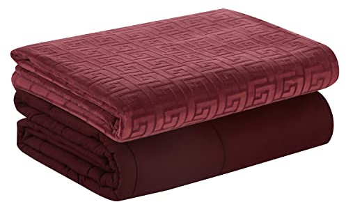 Gewichtsdecke mit Cover, Glasperlen füllung, Therapiedecke für Erwachsene, schwere Decke (Burgunderrot, 150 x 200 cm, 9 kg)