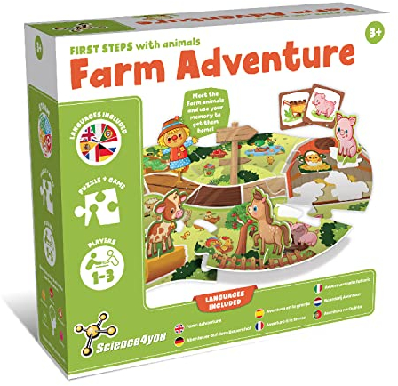 Science4you Erste Schritte Abenteuer auf dem Bauernhof - Puzzle Bauernhof ab 3+ Jahre: Lehrreich Tierpuzzle und Tiere Brettspiel - Montessori Puzzle, Spielzeug, Geschenke für Kinder ab 3 4 5 Jahre