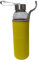Wolke Glasflasche 500ml mit Schutzhülle [5 FARBIG] Trinkflasche Glas Spülmaschinenfest bruchsicher und Kohlensäure geeignet - Wasserflasche Edelstahldeckel für Fitness, Arbeit, Schule, (Gelb)