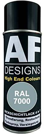 Alex Flittner Designs Peinture antirouille 4 en 1 RAL 7000 - Gris foncé - Spray de peinture antirouille