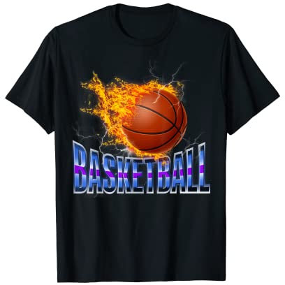 Basketball Basketballkorb 90s Retro Vintage Flammen Blitze T-Shirt