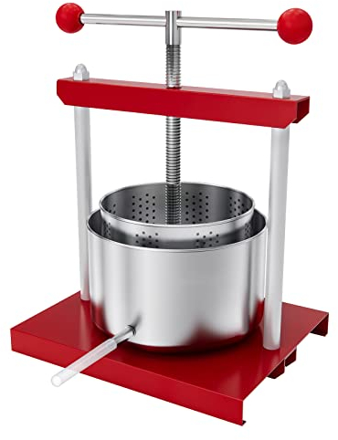 HENGMEI 3L Obstpresse Weinpresse Edelstahl Manuell Fruchtpresse Saftpresse Maischepresse Entsafter Obstmühle Apfelpresse mit Auslaufrohr