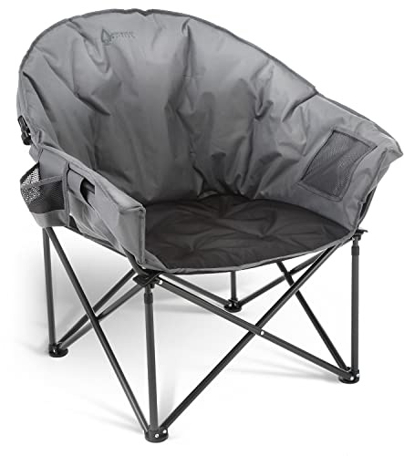 ARROWHEAD OUTDOOR Oversized Heavy-Duty Club Folding Camping Chair with Pocket, Cup Holder, Portable, Padded, Moon, Round, Saucer, Supports 330lbs, Carrying Bag