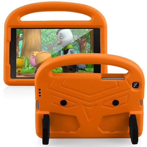 Funda infantil para Samsung Galaxy Tab A de 7 pulgadas 2016 (SM-T280/T285), funda para tablet ligera y apta para niños, asa con soporte, espuma EVA suave a prueba de golpes, color naranja