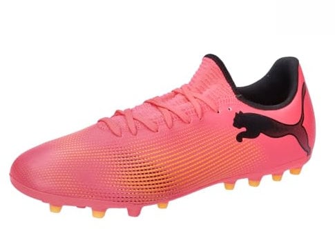 Puma Men Future 7 Play Mg Soccer Shoes, Sunset Glow-Puma Black-Sun Stream, 45 EU