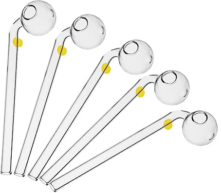 Glass Oil Burner Clear Thick Pipe Oil Pipe 5.1 Inches (5PCS Yellow)