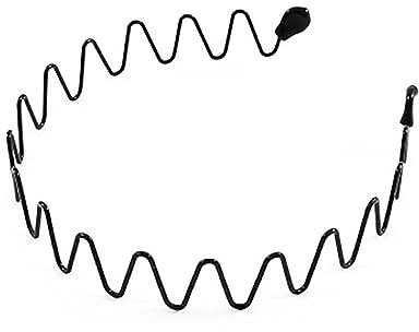 Y9J5 Serre-tête à cheveux en métal ondulé Noir Antidérapant Pour sports de plein air Pour femme