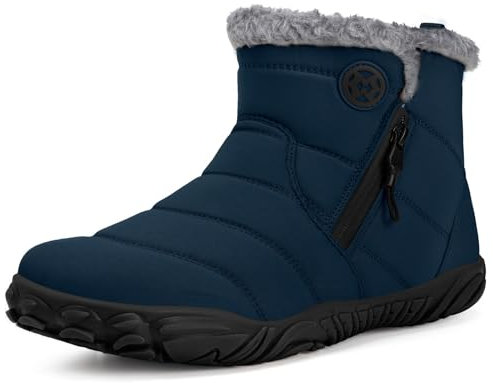 Stivali Barefoot Uomo Donna Invernali Scarpe da Neve Caldo Comode Stivaletti Antiscivolo Scarponcini con Wide Tox Box, Blu, 46 EU