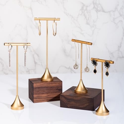 GISELA D 4 stücke Gold Ohrring Display Ständer Für Verkauf Ohrring T Stand Einzelhandel Display Halter für Show, T Bar Schmuck Organizer für Show Online-Shop Fotografie Requisiten