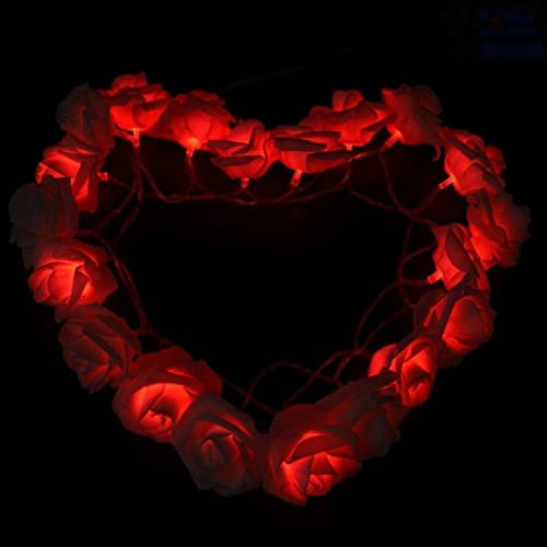 Artificial Rose Garland Fairy Lights - 19.6 Ft USB Charged Rose String Lights with 40 LED for Wedding, Anniversary, Garden Party Decor & Gift for Girls (Red)
