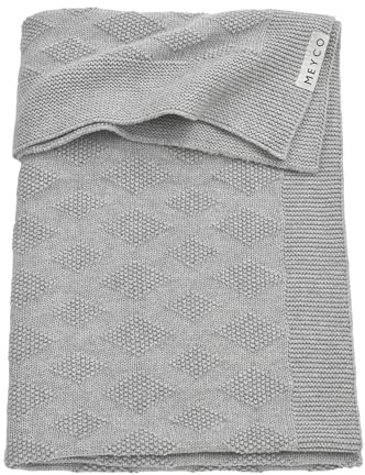 MEYCO Baby Babydecke 100x150cm Knit Basic waschbar Grey Melange | 100 % Baumwolle, Kuscheldecke, kuschelig weich, atmungsaktiv, pflegeleicht, maschinenwaschbar, fein gestrickt