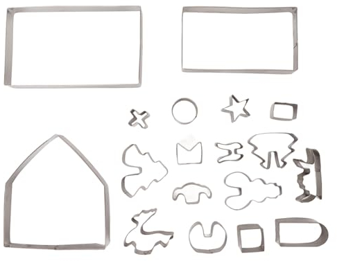 18 PCS Gingerbread House Cookie Cutter,Bulk Cookie Cutters Set,DIY Baking Kit,Stainless Steel 3D Gingerbread House Cookie Kit