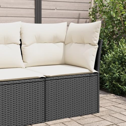 ShGaxin Garten-Ecksofa mit Kissen Schwarz Poly Rattan, Balkonmöbel, Gartenlounge, Gartenmöbel, Balkon Sofa, Terrassen Sofa, Terrassenmöbel - 365997
