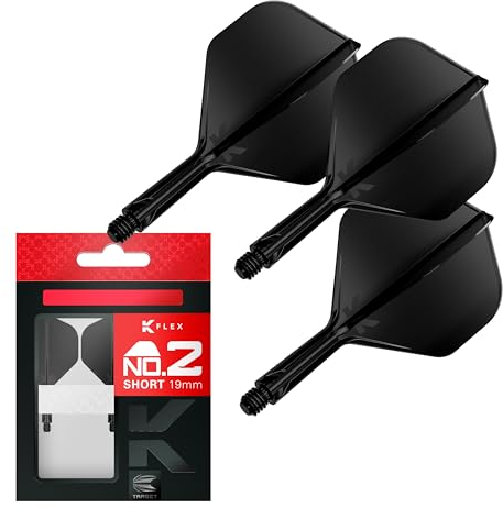Target Darts K Flex Integrierter Dart-Flug und -Schaft, Nr. 2 Schwarz (kurz) | 3er-Pack K-Flex – Nr. 2, Präzisionsgeformte 2-in-1-Dart-Flüge und -Dart-Schäfte | Professionelles Dart-Zubehör