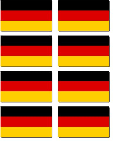 Aufkleber: 100x60 mm, 8 Stück - Flagge - Deutschland - für Auto, Laptop und mehr - für Auto, Koffer, Laptop und mehr