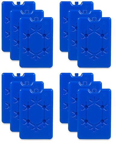 Albert Austin Home Freezer Blocks Mini Reusable Ice Blocks for Cool Bags Space Saving Freezer Packs Cooler Bag Ice Packs Non Toxic Kids Lunch Boxes Outdoor Travel Camping Picnic (Pack of 12)