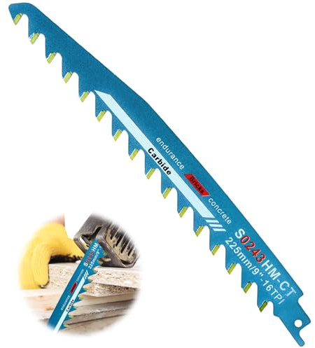 Jognee Säbelsägeblätter, 305mm Säbelsägeblatt Stein, Hartmetallstahl Säbelsägeblätter für Porenbeton, Holz, Metall, Ziegel, Beton, Professional Sägeblätter Säbelsäge (B-225MM)