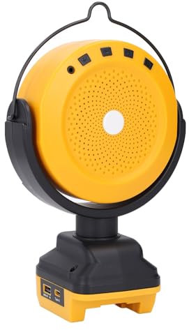 Haut-Parleur sans Fil pour Batterie avec Son Impressionnant et 2 Modes de Connexion, Double Ports de 18 V 20 V pour Chantier, Extérieur, Maison