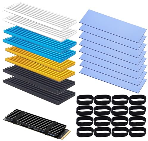 Dissipateur Thermique Dissipateur 8 Pack M.2 2280 Nvme SSD Heatsinker Cooler avec Thermal Pad Alloy Aluminum Heat Sink Cooling Sink for Laptop, 70x22x3mm