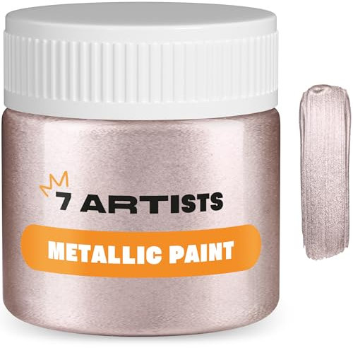 7 Artists Colore Acrilico Oro Rosa Metallizzato 50 ml Tempera Oro | Colori Acrilici Golden | Vernice Acrilica Oro | Pittura Oro | Oro Liquido | Tempera Dorata | Colori Acrilici Metallizzati