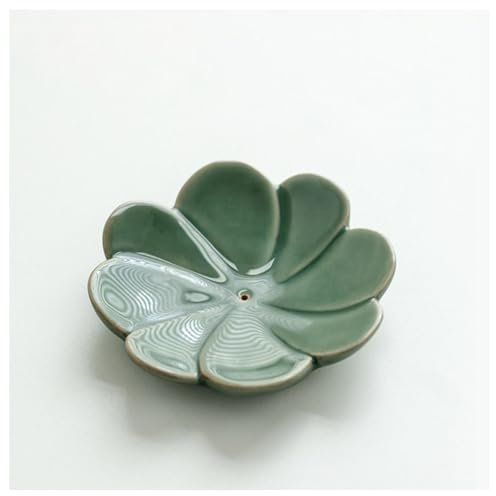 Rockreyoa Keramik Räuchergefäß 1 Loch Blumen Räucherstäbchen 2 Stile Dekorativer Weihrauchhalter Räucherkegel Halter Eschenfänger für Räucherstäbchen Yoga Teehaus Blütenblatt Form 2 Stück