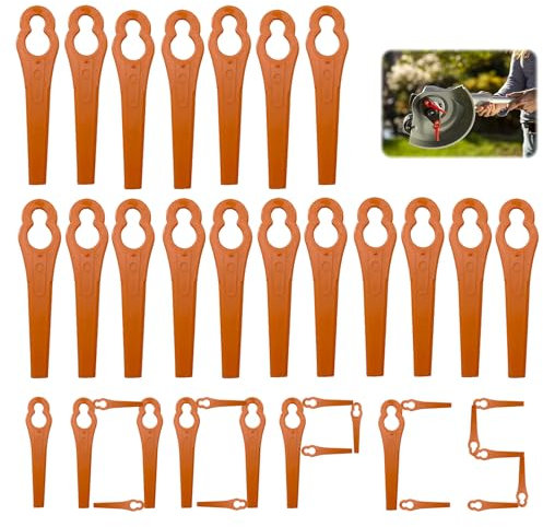 Rasentrimmer Messer, 100 Stück Ersatzmesser Rasentrimmer, Rasentrimmer Zubehör Ersatzklingen Kunststoffmesser Set für Akku Rasentrimmer Einhell (100PCS-Orange)