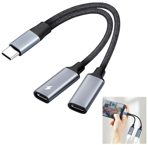 Verazquy USB C Splitter, 2 in 1 Aux Cable Usb C Splitter 2 Port Fast Charging USB C Audio Charging Splitter USB C to USB C Female Adapter Splitter Headphone Cable Charger Adapter for Mac Xbox