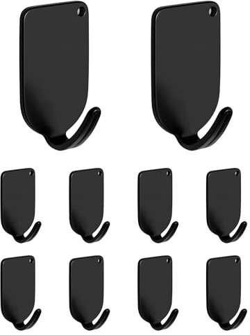 HAN-LBG 10 Pack Self Adhesive Hooks, Wall Hooks Stick on Extra Strong for Bathroom, Shower, Kitchen, Door, Refrigerator