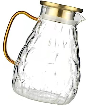 Cabilock Große Saftkrug Teekanne Aus Hitzebeständigem Glas 1800ml Für Büro Und Haushalt Mit Zweifachem Ausgussfilter Und Abnehmbarem Deckel