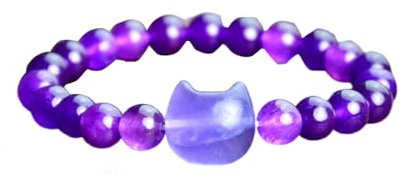 Zktfyshk Kristall für Frauen, verstellbarer Katzenkopf-Anhänger, Handkette, natürliche Edelsteine, Perlenarmband, Zubehör