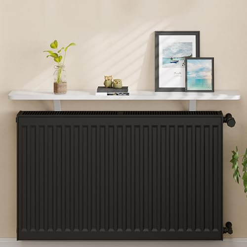 Loch & Skye Radiator Shelf MDF Wooden Floating Shelf with Brackets No-Drill Over Radiator Shelves for Heat Dissipation Floating Heater Top for Living Room, Bedroom, Home Decor (White, 60cm)