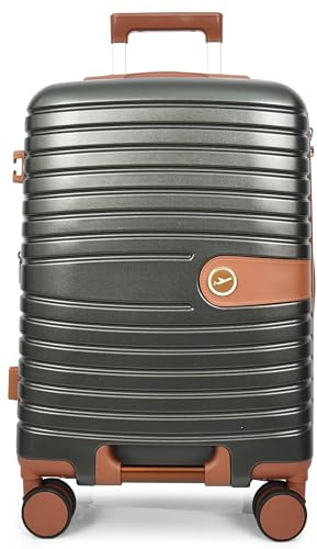 House Of Leather Hard Shell Four Wheel Suitcase Lightweight Luggage Digit Lock Travel Bags Dunedin (Grey, Cabin)