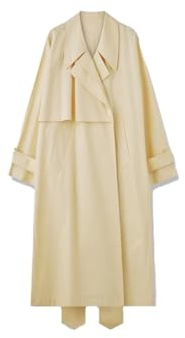 HCGX Trench lungo e ampio da donna | Giacca spolverino oversize | Capospalla leggero con risvolto a scialle cintura annodata(M)