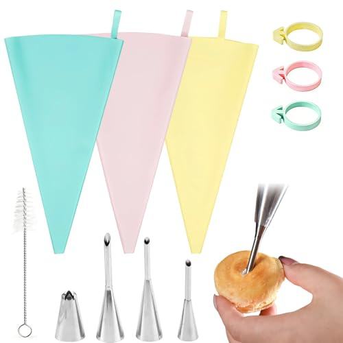 11 Pièces Kit de Poche à Douille avec Embouts, Douilles Patisserie | Poches à Douille avec Douilles en Acier Inoxydable,Douille Patisserie Choux a Garnir en Acier Inoxydable,pour Gâteau, Biscuit