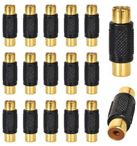 Nivofu 16 Piezas Adaptador RCA Hembra a Hembra - Acoplador de Audio y Vídeo Chapado en Oro para Amplificador, Subwoofer, Cine en Casa y Cable de Componentes
