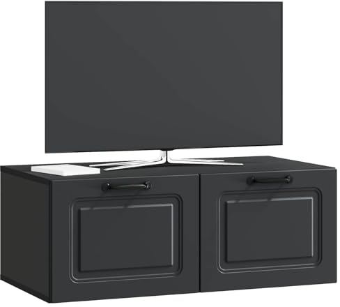 vidaXL Wandmontierter TV-Schrank Schwarz 78,5 x 41 x 30 cm, Wohnzimmermöbel, moderner TV-Ständer, viel Stauraum, funktionale Medien-Einheit, platzsparendes Design, Holz-Unterhaltungszentrum