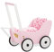 Pinolino Puppenwagen Prinzessin Lea, aus Holz, mit Bremssystem, Lauflernhilfe mit gummierten Holzrädern, für Kinder von 1 – 6 J., rosa, weiß und gold