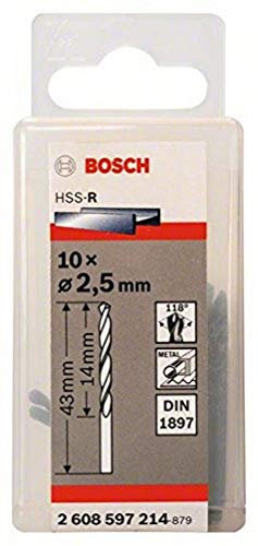 Bosch Professional Karosseriebohrer HSS-R rollgewalzt (10 Stück Durchmesser: 2.5/Gesamtlänge in mm: 43