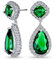 Klassisches Bräutigam Statement 7-5CTGrün AAA CZ Birnenförmig Simulierter Smaragd Klarer Cubic Zirconia Halo Baumelnd Leuchter Ohrringe Für Frauen Brautjungfer Silber Vergoldet