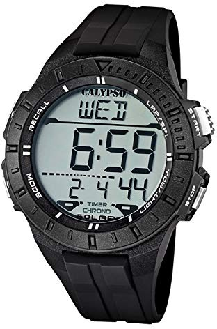 Calypso Herrenarmbanduhr Quarzuhr Kunststoffuhr Alarm-Chronograph digital alle Modelle K5607, Calypso Artikelnummer:K5607/6 Schwarz
