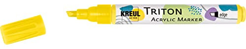 KREUL 17801 - Triton Acrylic Marker edge, echtgelb hell, Keilspitze, Strichstärke circa 1 bis 4 mm, auf Wasserbasis, Acrylmarker zur Gestaltung von Papier, Holz, Stein und vielem mehr