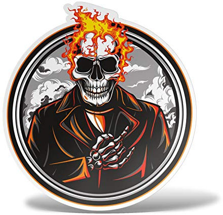 erreinge Aufkleber Ghost Rider Schädel Shaped Adhesive PVC für Abziehbild Tapete Auto Moto Helm Camper Laptop - 15 cm