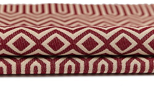 McAlister Textiles Colorado | Stoff als Meterware in Rot | Per Meter | Breite 140cm | geometrisch gewobenes Ethno Design | für Vorhänge, Polster Heimtextilien