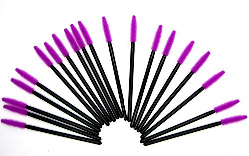 50 x Disposable Black Violet Silicone Mascara Brushes Eyelash Wands Extension Applicator